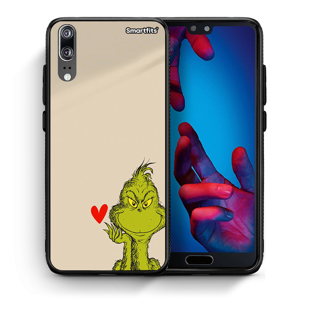 Θήκη Huawei P20 Xmas Grinch από τη Smartfits με σχέδιο στο πίσω μέρος και μαύρο περίβλημα | Huawei P20 Xmas Grinch case with colorful back and black bezels