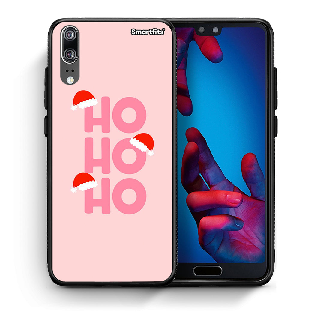 Θήκη Huawei P20 Xmas Ho Ho Ho από τη Smartfits με σχέδιο στο πίσω μέρος και μαύρο περίβλημα | Huawei P20 Xmas Ho Ho Ho case with colorful back and black bezels