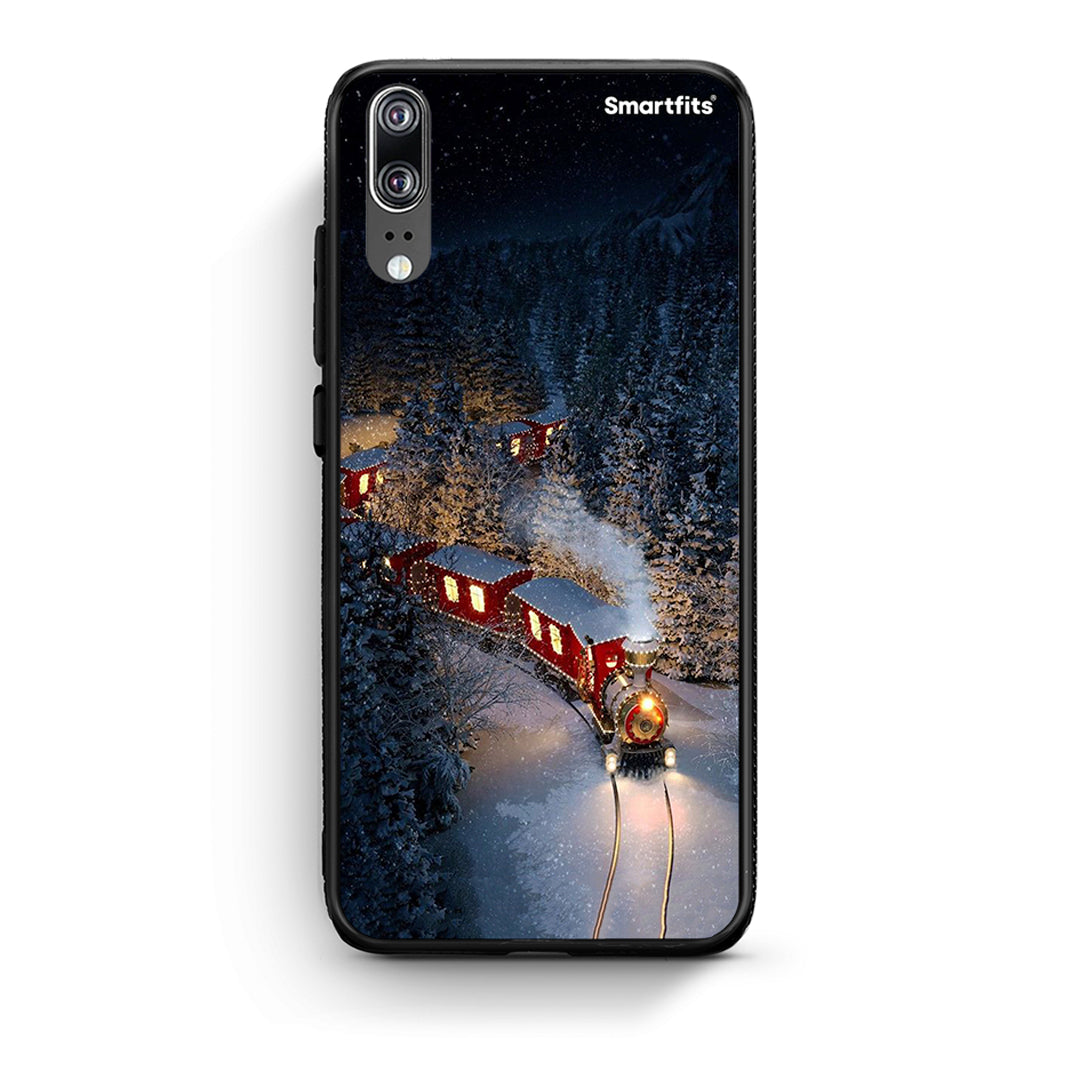 Huawei P20 Xmas Train θήκη από τη Smartfits με σχέδιο στο πίσω μέρος και μαύρο περίβλημα | Smartphone case with colorful back and black bezels by Smartfits