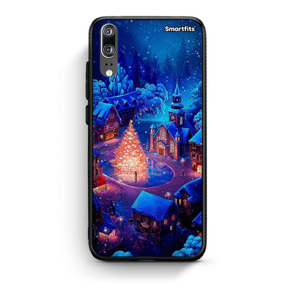 Huawei P20 Xmas Village θήκη από τη Smartfits με σχέδιο στο πίσω μέρος και μαύρο περίβλημα | Smartphone case with colorful back and black bezels by Smartfits