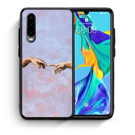 Θήκη Huawei P30 Adam Hand από τη Smartfits με σχέδιο στο πίσω μέρος και μαύρο περίβλημα | Huawei P30 Adam Hand case with colorful back and black bezels