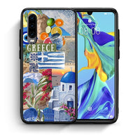 Thumbnail for Θήκη Huawei P30 All Greek από τη Smartfits με σχέδιο στο πίσω μέρος και μαύρο περίβλημα | Huawei P30 All Greek case with colorful back and black bezels