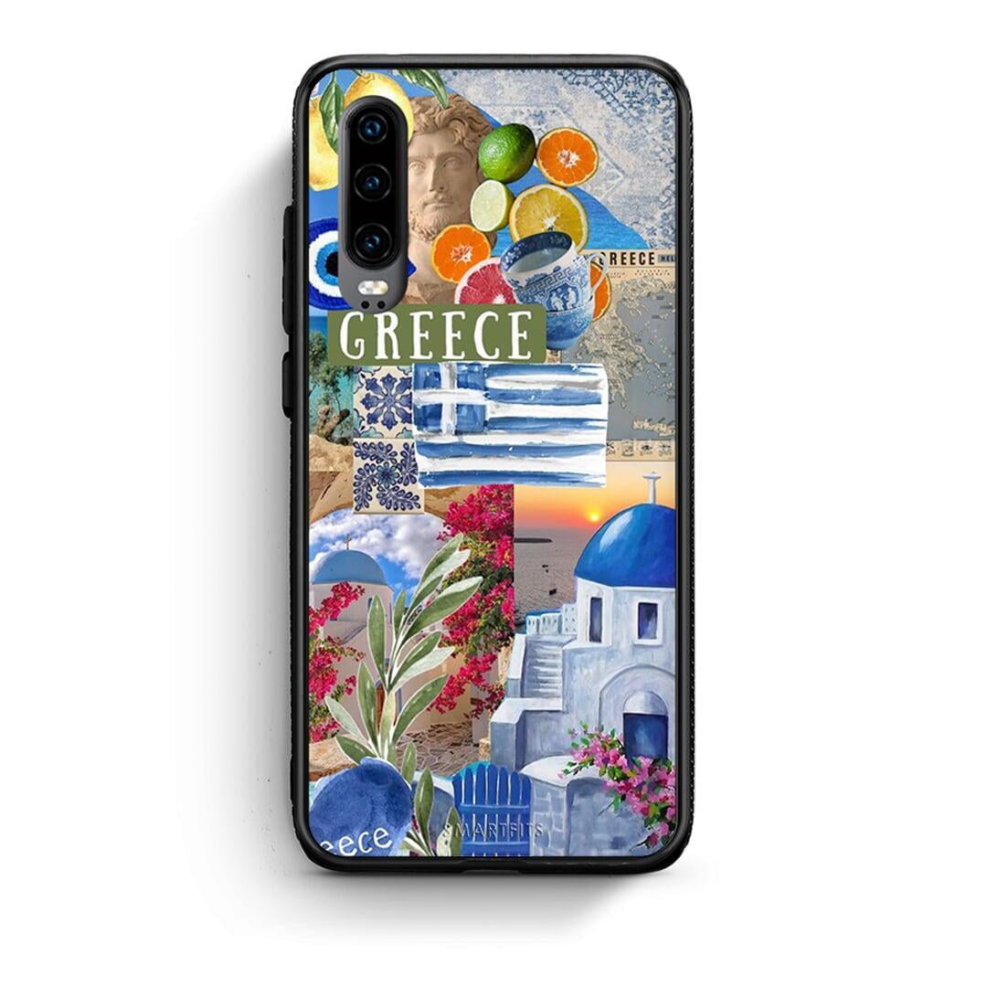 Huawei P30 All Greek Θήκη από τη Smartfits με σχέδιο στο πίσω μέρος και μαύρο περίβλημα | Smartphone case with colorful back and black bezels by Smartfits