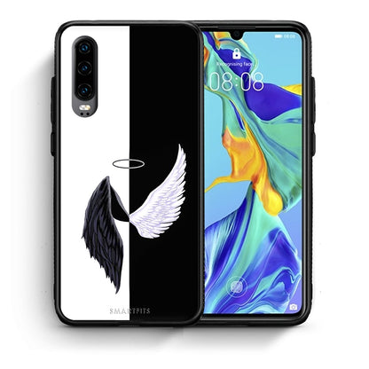 Θήκη Huawei P30 Angels Demons από τη Smartfits με σχέδιο στο πίσω μέρος και μαύρο περίβλημα | Huawei P30 Angels Demons case with colorful back and black bezels