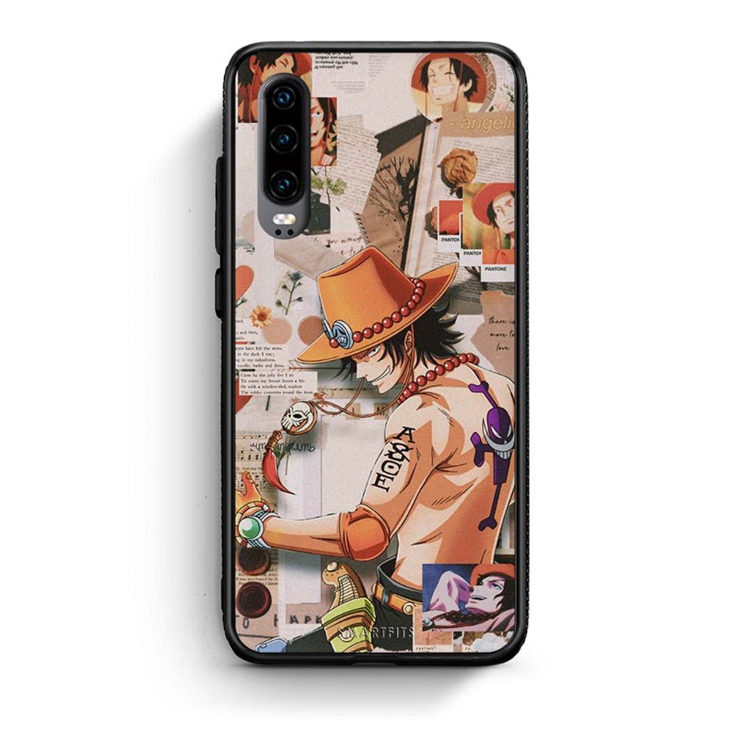 Huawei P30 Anime Collage θήκη από τη Smartfits με σχέδιο στο πίσω μέρος και μαύρο περίβλημα | Smartphone case with colorful back and black bezels by Smartfits