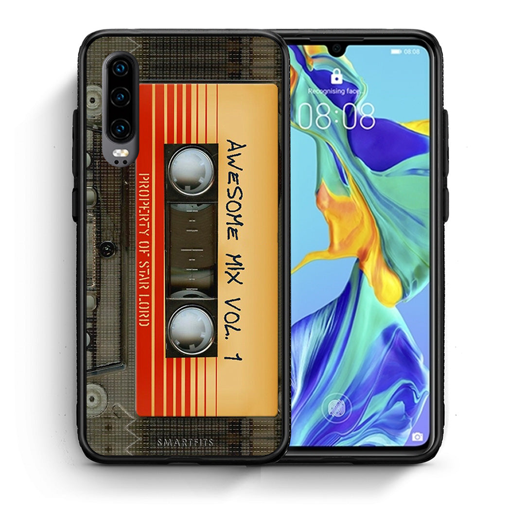 Θήκη Huawei P30 Awesome Mix από τη Smartfits με σχέδιο στο πίσω μέρος και μαύρο περίβλημα | Huawei P30 Awesome Mix case with colorful back and black bezels