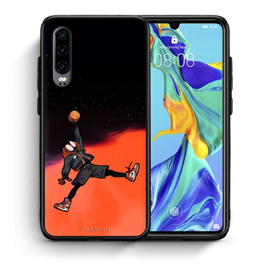 Θήκη Huawei P30 Basketball Hero από τη Smartfits με σχέδιο στο πίσω μέρος και μαύρο περίβλημα | Huawei P30 Basketball Hero case with colorful back and black bezels