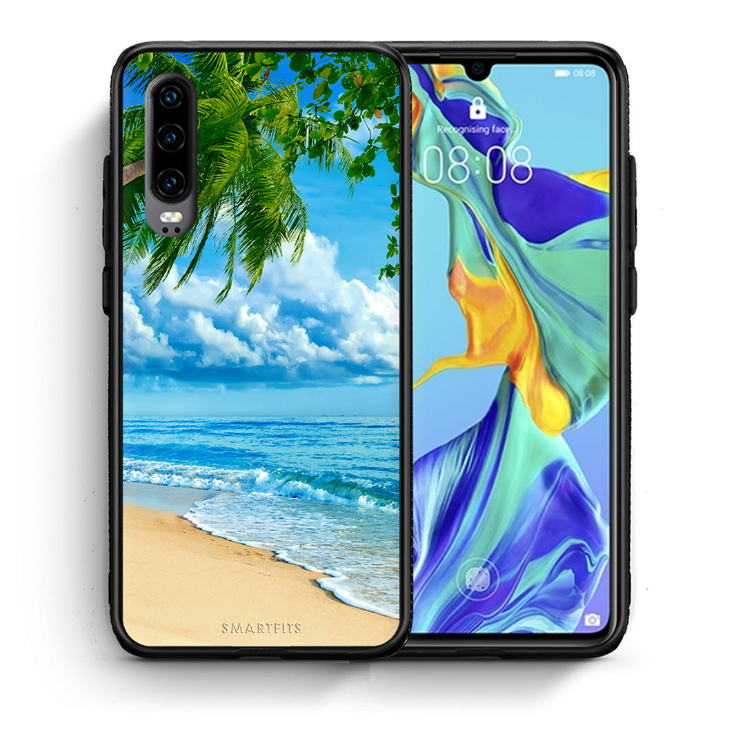 Θήκη Huawei P30 Beautiful Beach από τη Smartfits με σχέδιο στο πίσω μέρος και μαύρο περίβλημα | Huawei P30 Beautiful Beach case with colorful back and black bezels