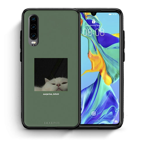 Θήκη Huawei P30 Bitch Surprise από τη Smartfits με σχέδιο στο πίσω μέρος και μαύρο περίβλημα | Huawei P30 Bitch Surprise case with colorful back and black bezels