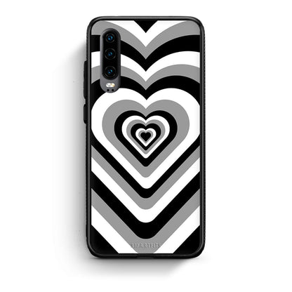 Huawei P30 Black Hearts θήκη από τη Smartfits με σχέδιο στο πίσω μέρος και μαύρο περίβλημα | Smartphone case with colorful back and black bezels by Smartfits