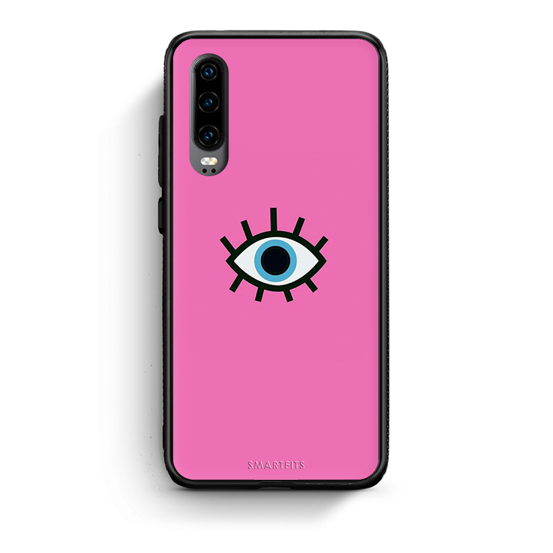 Huawei P30 Blue Eye Pink θήκη από τη Smartfits με σχέδιο στο πίσω μέρος και μαύρο περίβλημα | Smartphone case with colorful back and black bezels by Smartfits