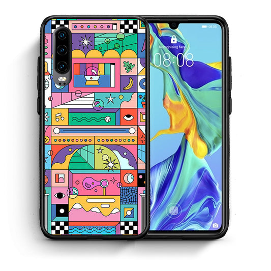 Θήκη Huawei P30 Bubbles Soap από τη Smartfits με σχέδιο στο πίσω μέρος και μαύρο περίβλημα | Huawei P30 Bubbles Soap case with colorful back and black bezels