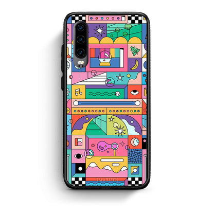 Huawei P30 Bubbles Soap θήκη από τη Smartfits με σχέδιο στο πίσω μέρος και μαύρο περίβλημα | Smartphone case with colorful back and black bezels by Smartfits