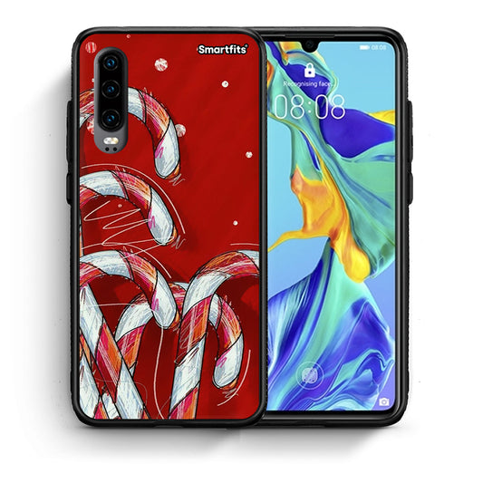 Θήκη Huawei P30 Candy Cane από τη Smartfits με σχέδιο στο πίσω μέρος και μαύρο περίβλημα | Huawei P30 Candy Cane case with colorful back and black bezels