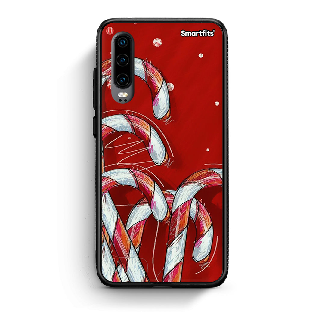 Huawei P30 Candy Cane θήκη από τη Smartfits με σχέδιο στο πίσω μέρος και μαύρο περίβλημα | Smartphone case with colorful back and black bezels by Smartfits
