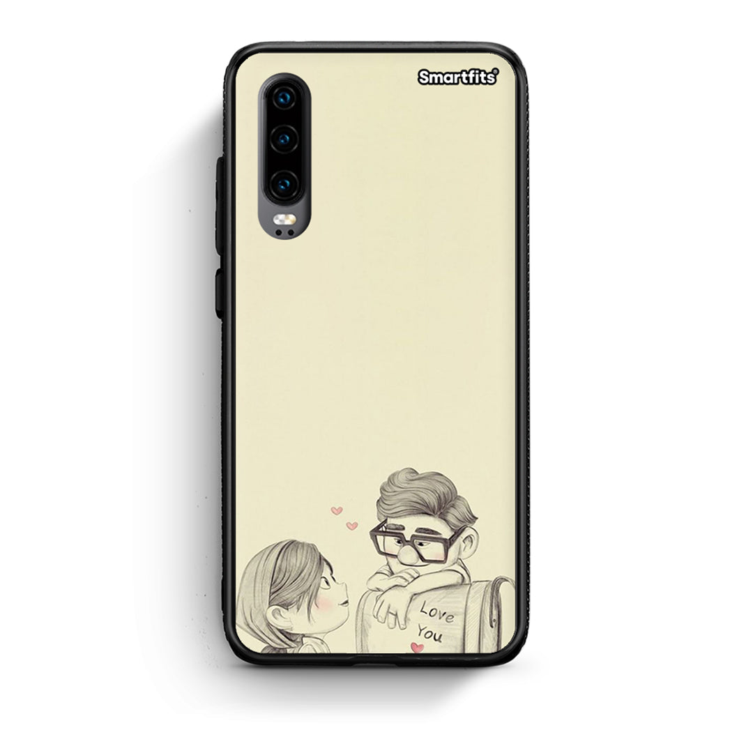 Huawei P30 Carl And Ellie θήκη από τη Smartfits με σχέδιο στο πίσω μέρος και μαύρο περίβλημα | Smartphone case with colorful back and black bezels by Smartfits