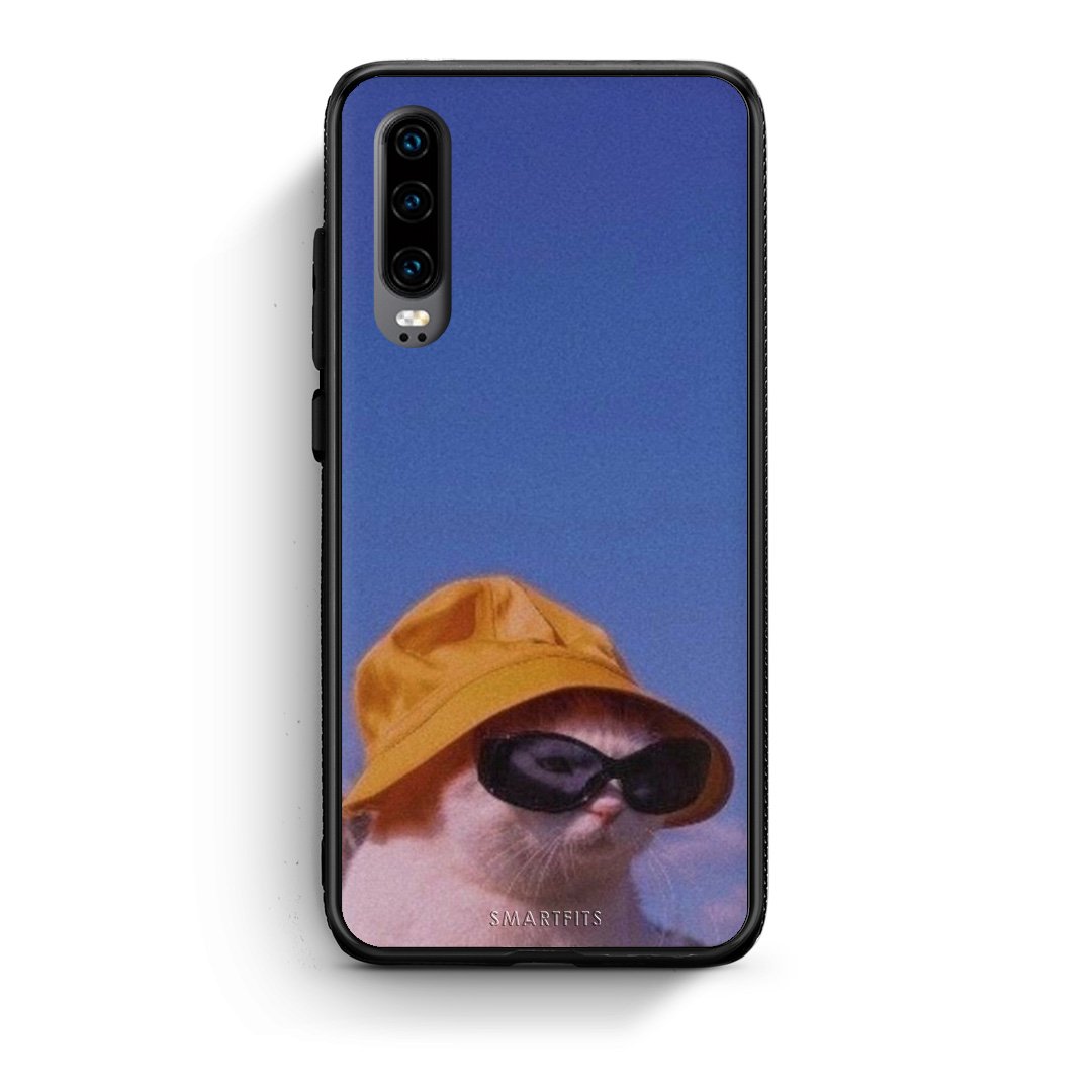Huawei P30 Cat Diva θήκη από τη Smartfits με σχέδιο στο πίσω μέρος και μαύρο περίβλημα | Smartphone case with colorful back and black bezels by Smartfits