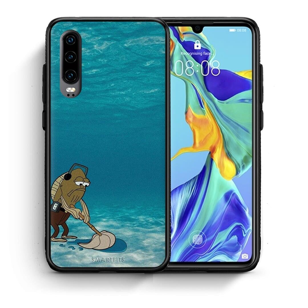 Θήκη Huawei P30 Clean The Ocean από τη Smartfits με σχέδιο στο πίσω μέρος και μαύρο περίβλημα | Huawei P30 Clean The Ocean case with colorful back and black bezels