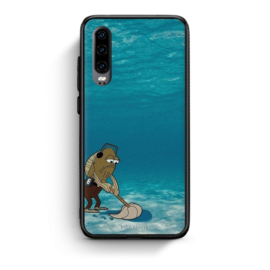 Huawei P30 Clean The Ocean Θήκη από τη Smartfits με σχέδιο στο πίσω μέρος και μαύρο περίβλημα | Smartphone case with colorful back and black bezels by Smartfits