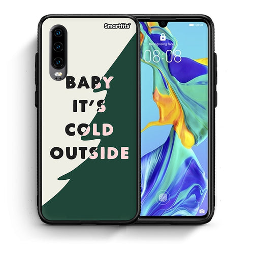Θήκη Huawei P30 Cold Outside από τη Smartfits με σχέδιο στο πίσω μέρος και μαύρο περίβλημα | Huawei P30 Cold Outside case with colorful back and black bezels
