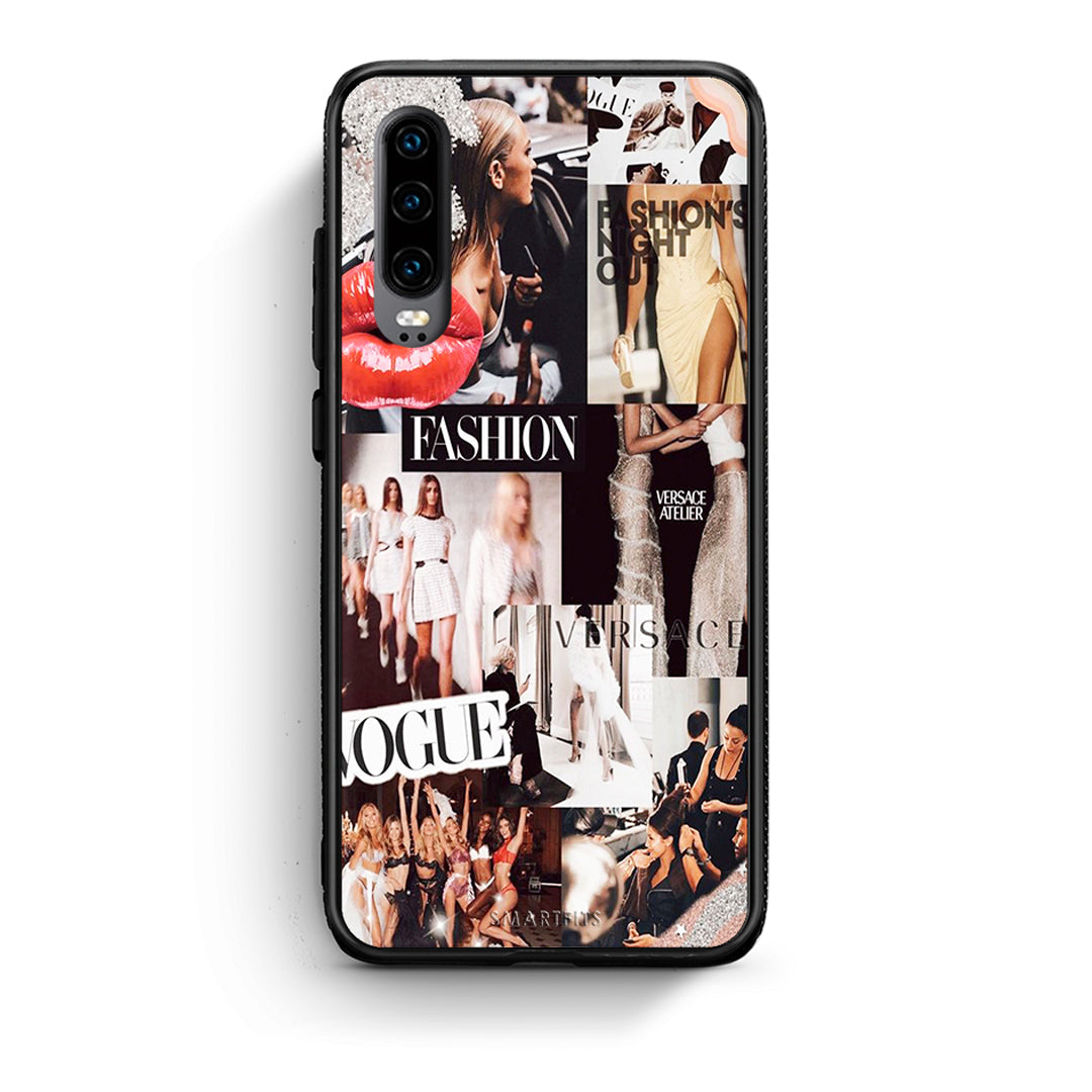 Huawei P30 Collage Fashion Θήκη Αγίου Βαλεντίνου από τη Smartfits με σχέδιο στο πίσω μέρος και μαύρο περίβλημα | Smartphone case with colorful back and black bezels by Smartfits