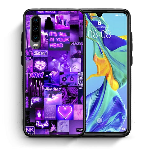 Θήκη Αγίου Βαλεντίνου Huawei P30 Collage Stay Wild από τη Smartfits με σχέδιο στο πίσω μέρος και μαύρο περίβλημα | Huawei P30 Collage Stay Wild case with colorful back and black bezels