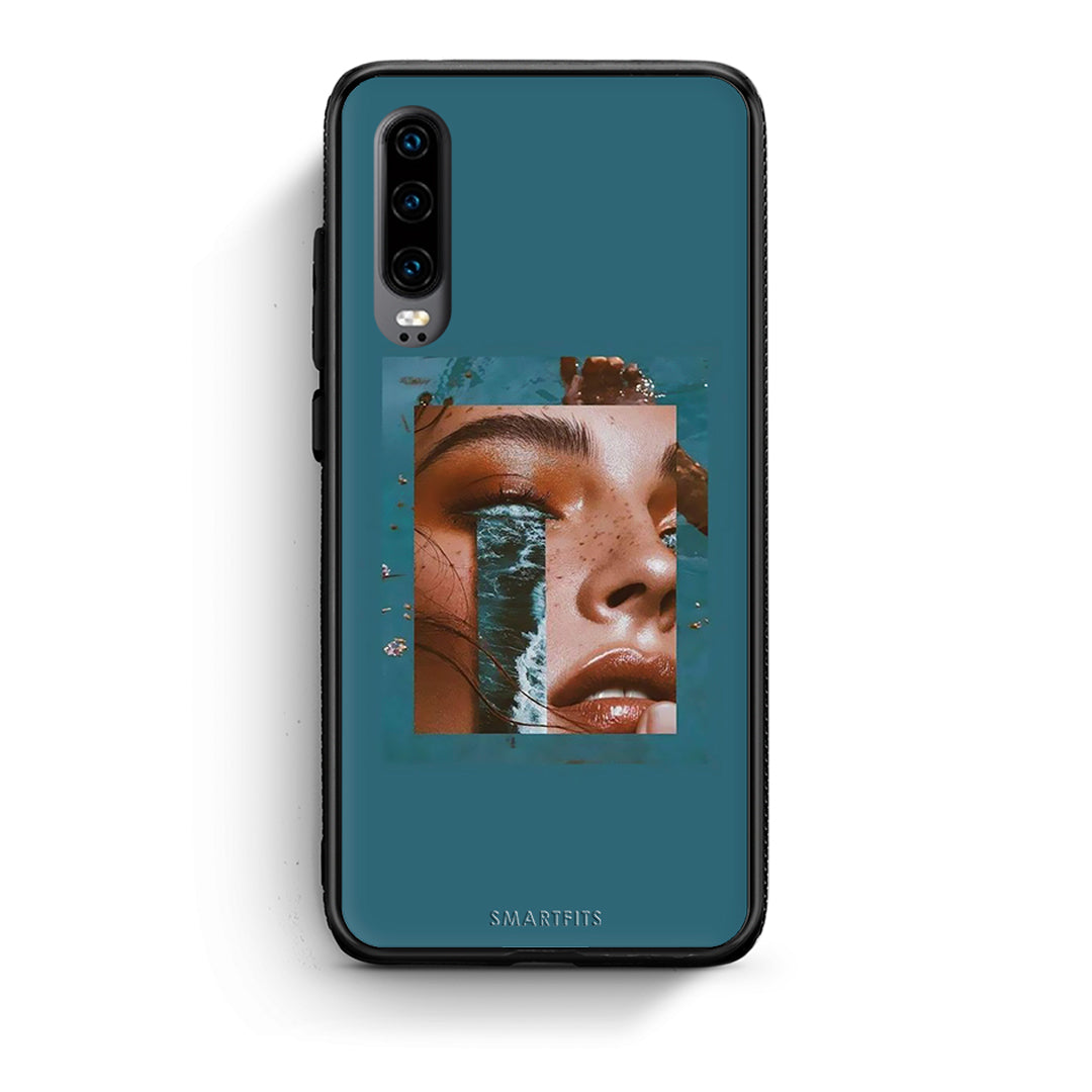 Huawei P30 Cry An Ocean θήκη από τη Smartfits με σχέδιο στο πίσω μέρος και μαύρο περίβλημα | Smartphone case with colorful back and black bezels by Smartfits