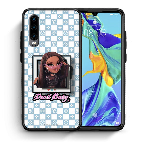 Θήκη Αγίου Βαλεντίνου Huawei P30 Devil Baby από τη Smartfits με σχέδιο στο πίσω μέρος και μαύρο περίβλημα | Huawei P30 Devil Baby case with colorful back and black bezels