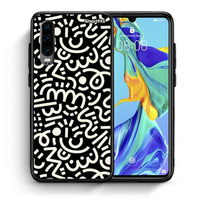 Θήκη Huawei P30 Doodle Art από τη Smartfits με σχέδιο στο πίσω μέρος και μαύρο περίβλημα | Huawei P30 Doodle Art case with colorful back and black bezels