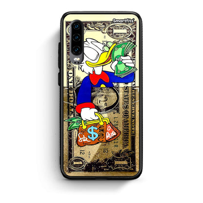 Huawei P30 Duck Money Θήκη από τη Smartfits με σχέδιο στο πίσω μέρος και μαύρο περίβλημα | Smartphone case with colorful back and black bezels by Smartfits