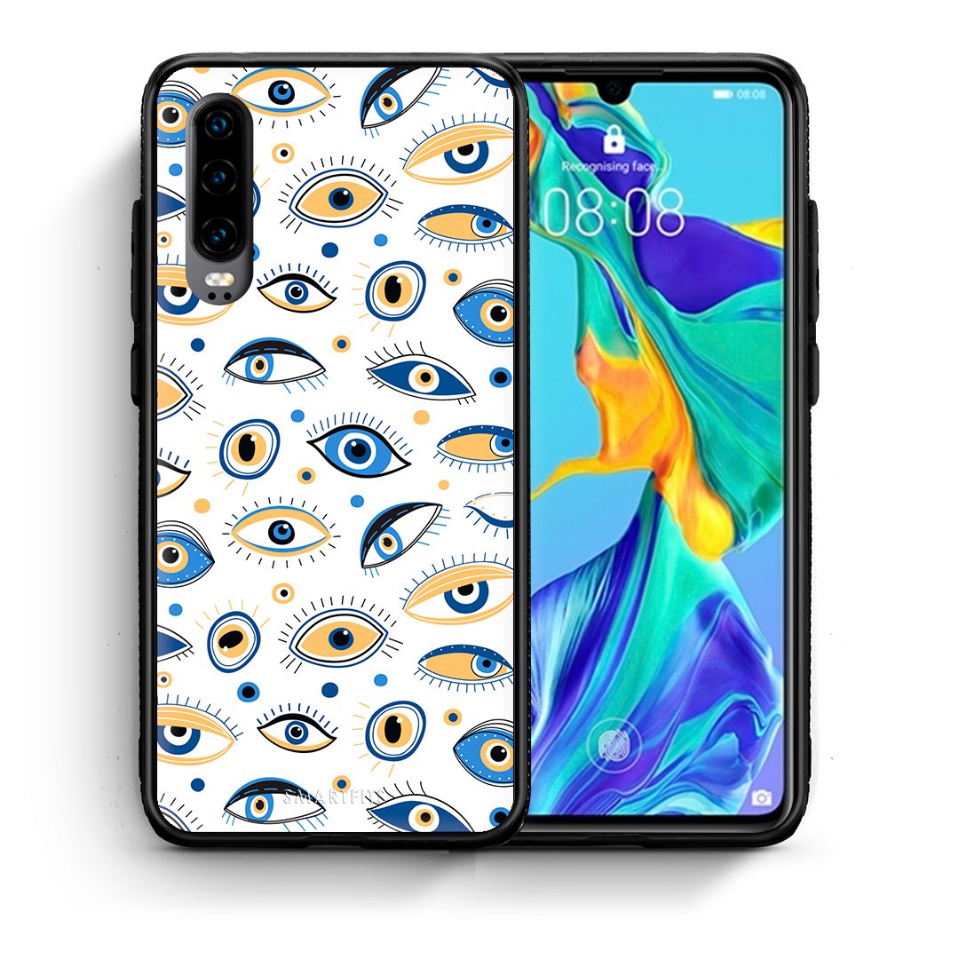 Θήκη Huawei P30 Ftou Ftou από τη Smartfits με σχέδιο στο πίσω μέρος και μαύρο περίβλημα | Huawei P30 Ftou Ftou case with colorful back and black bezels