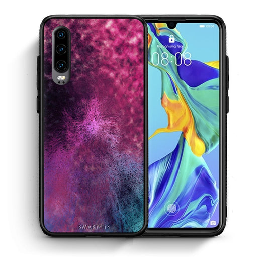 Θήκη Huawei P30 Aurora Galaxy από τη Smartfits με σχέδιο στο πίσω μέρος και μαύρο περίβλημα | Huawei P30 Aurora Galaxy case with colorful back and black bezels