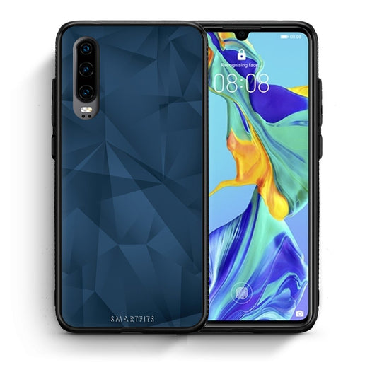 Θήκη Huawei P30 Blue Abstract Geometric από τη Smartfits με σχέδιο στο πίσω μέρος και μαύρο περίβλημα | Huawei P30 Blue Abstract Geometric case with colorful back and black bezels