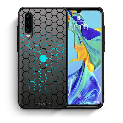 Θήκη Huawei P30 Hexagonal Geometric από τη Smartfits με σχέδιο στο πίσω μέρος και μαύρο περίβλημα | Huawei P30 Hexagonal Geometric case with colorful back and black bezels