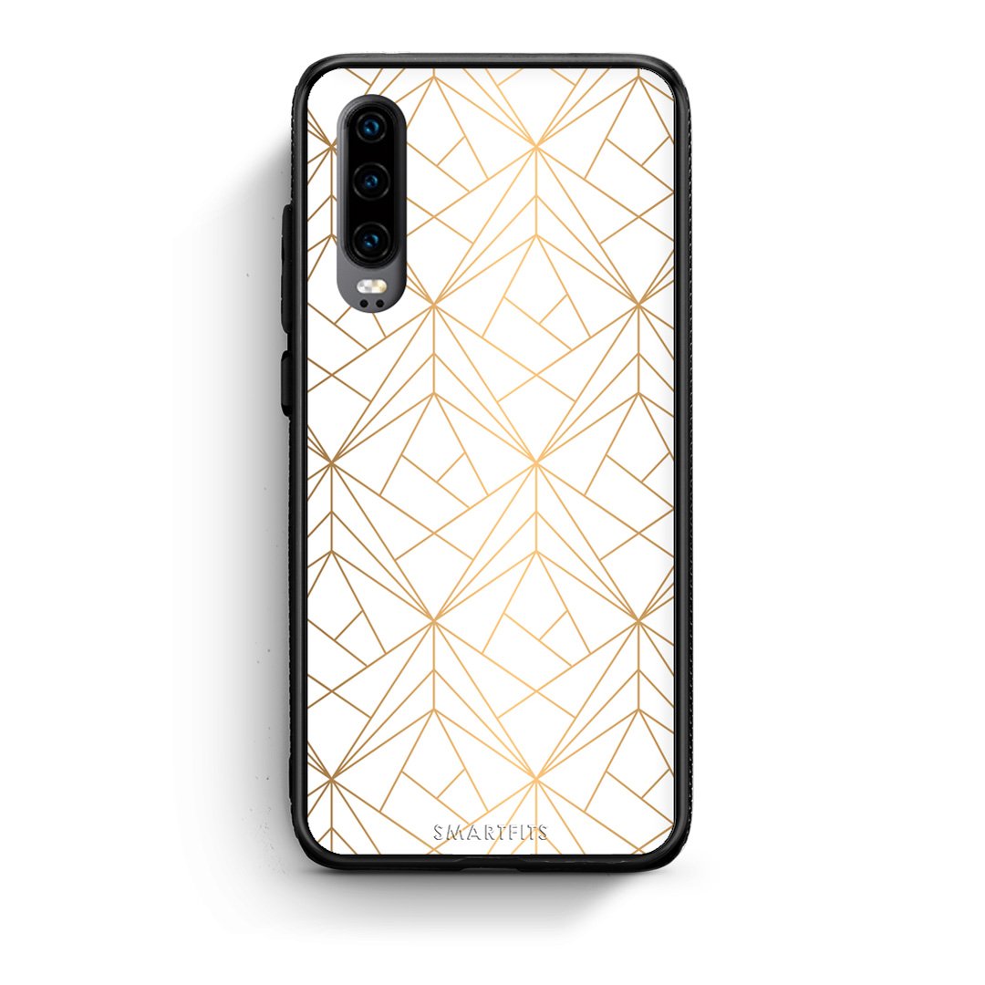 111 - Huawei P30  Luxury White Geometric case, cover, bumper
