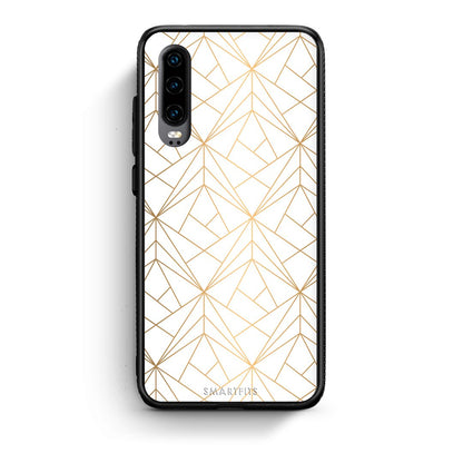 111 - Huawei P30  Luxury White Geometric case, cover, bumper