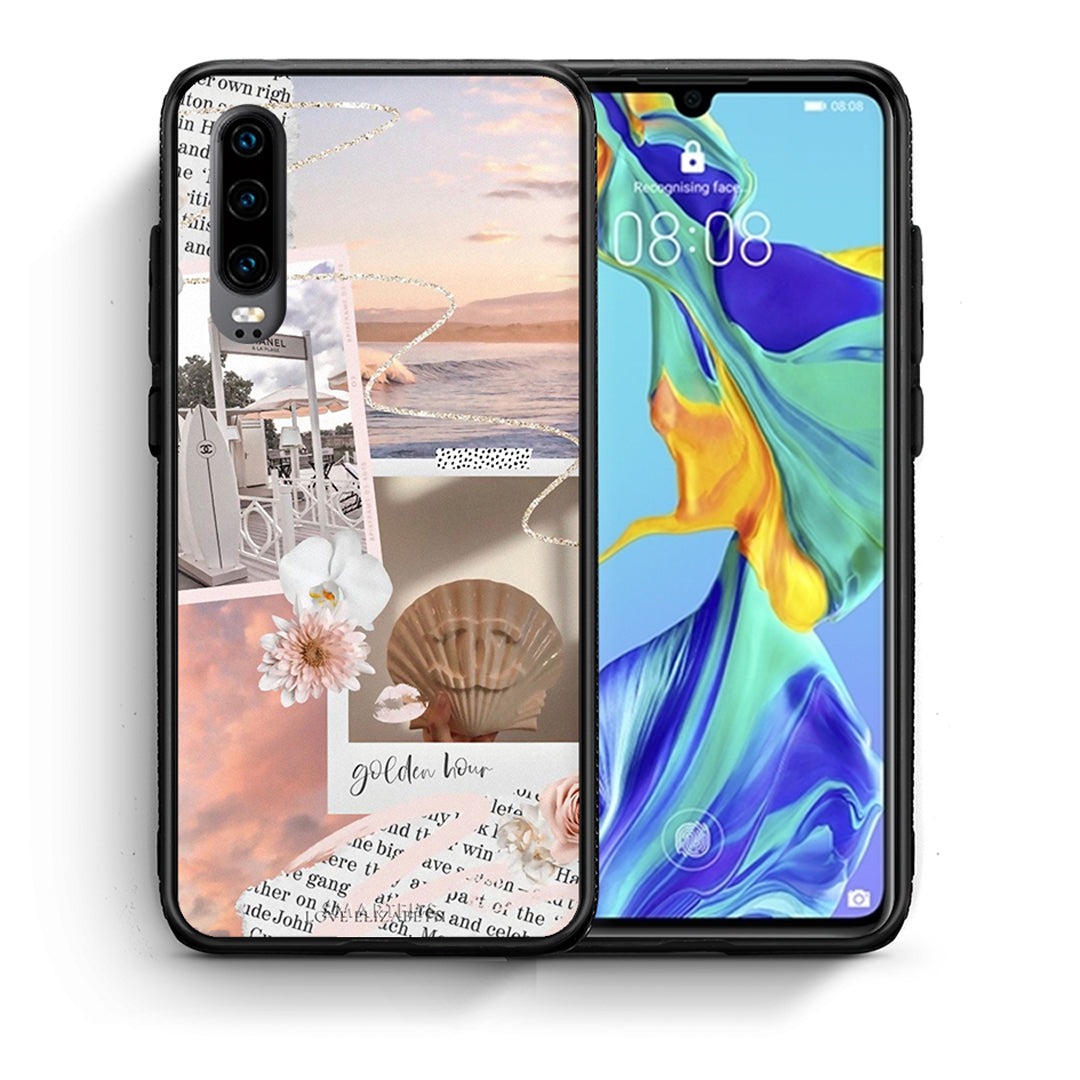 Θήκη Αγίου Βαλεντίνου Huawei P30 Golden Hour από τη Smartfits με σχέδιο στο πίσω μέρος και μαύρο περίβλημα | Huawei P30 Golden Hour case with colorful back and black bezels