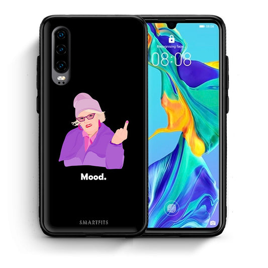 Θήκη Huawei P30 Grandma Mood Black από τη Smartfits με σχέδιο στο πίσω μέρος και μαύρο περίβλημα | Huawei P30 Grandma Mood Black case with colorful back and black bezels