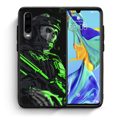 Θήκη Αγίου Βαλεντίνου Huawei P30 Green Soldier από τη Smartfits με σχέδιο στο πίσω μέρος και μαύρο περίβλημα | Huawei P30 Green Soldier case with colorful back and black bezels