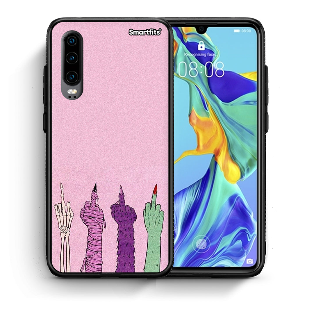 Θήκη Huawei P30 Halloween Be A Lady από τη Smartfits με σχέδιο στο πίσω μέρος και μαύρο περίβλημα | Huawei P30 Halloween Be A Lady case with colorful back and black bezels