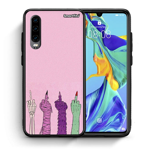 Θήκη Huawei P30 Halloween Be A Lady από τη Smartfits με σχέδιο στο πίσω μέρος και μαύρο περίβλημα | Huawei P30 Halloween Be A Lady case with colorful back and black bezels