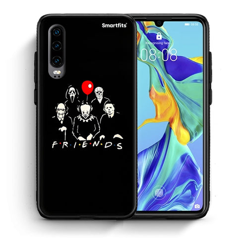 Θήκη Huawei P30 Halloween Friends από τη Smartfits με σχέδιο στο πίσω μέρος και μαύρο περίβλημα | Huawei P30 Halloween Friends case with colorful back and black bezels
