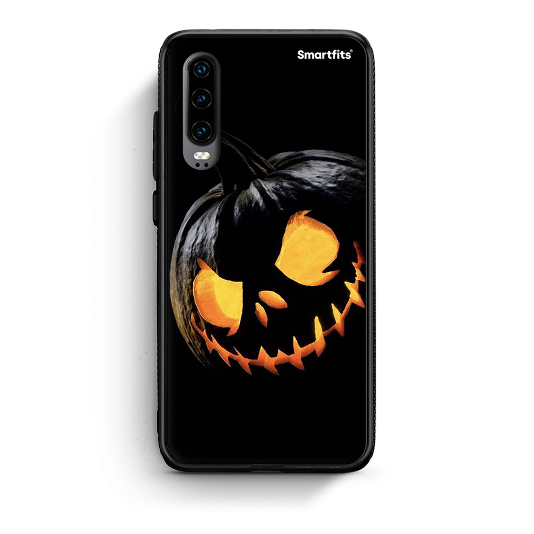 Huawei P30 Halloween Scary Pumpkin Θήκη από τη Smartfits με σχέδιο στο πίσω μέρος και μαύρο περίβλημα | Smartphone case with colorful back and black bezels by Smartfits