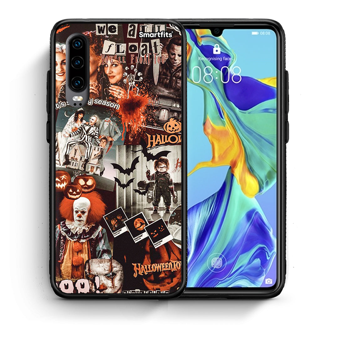 Θήκη Huawei P30 Halloween Spooky Season από τη Smartfits με σχέδιο στο πίσω μέρος και μαύρο περίβλημα | Huawei P30 Halloween Spooky Season case with colorful back and black bezels