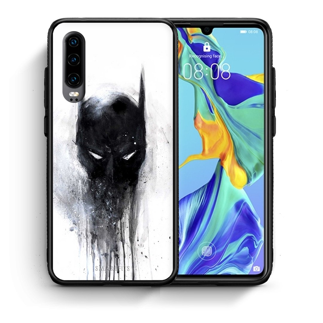 Θήκη Huawei P30 Paint Bat Hero από τη Smartfits με σχέδιο στο πίσω μέρος και μαύρο περίβλημα | Huawei P30 Paint Bat Hero case with colorful back and black bezels