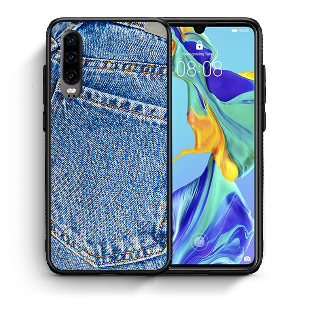 Θήκη Huawei P30 Jeans Pocket από τη Smartfits με σχέδιο στο πίσω μέρος και μαύρο περίβλημα | Huawei P30 Jeans Pocket case with colorful back and black bezels
