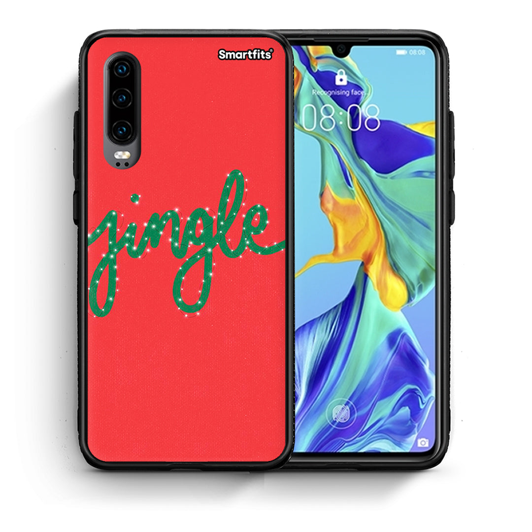 Θήκη Huawei P30 Jingle Xmas από τη Smartfits με σχέδιο στο πίσω μέρος και μαύρο περίβλημα | Huawei P30 Jingle Xmas case with colorful back and black bezels