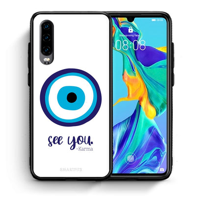 Θήκη Huawei P30 Karma Says από τη Smartfits με σχέδιο στο πίσω μέρος και μαύρο περίβλημα | Huawei P30 Karma Says case with colorful back and black bezels