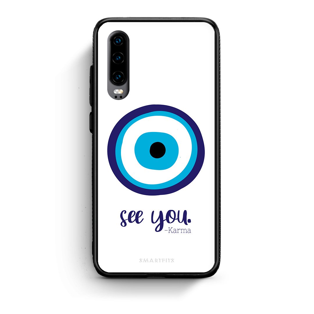 Huawei P30 Karma Says θήκη από τη Smartfits με σχέδιο στο πίσω μέρος και μαύρο περίβλημα | Smartphone case with colorful back and black bezels by Smartfits