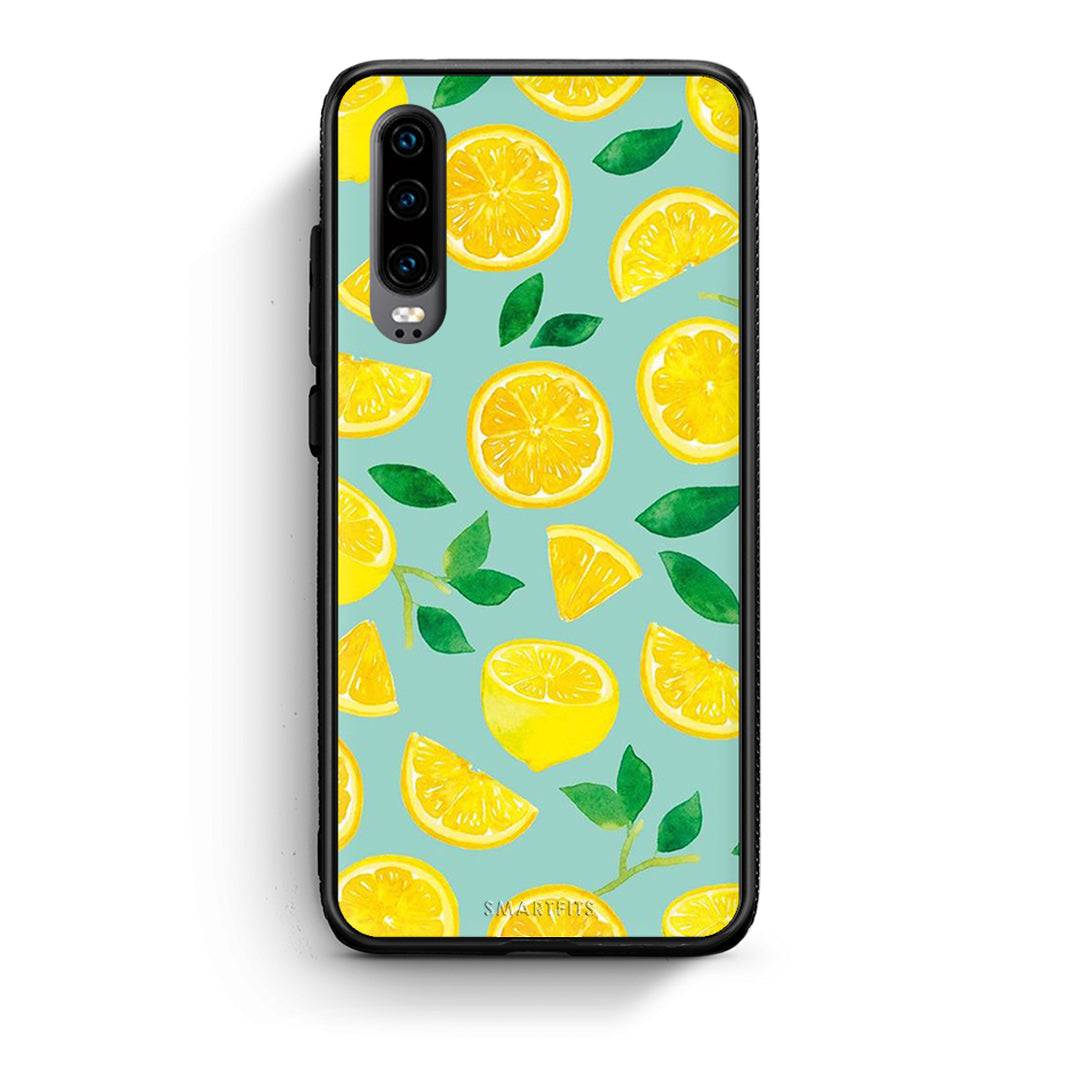Huawei P30 Lemons θήκη από τη Smartfits με σχέδιο στο πίσω μέρος και μαύρο περίβλημα | Smartphone case with colorful back and black bezels by Smartfits